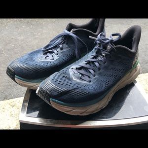 Hoka One One Clifton 7 Men’s Blue Lime Athletic Running Sneakers SIZE 9